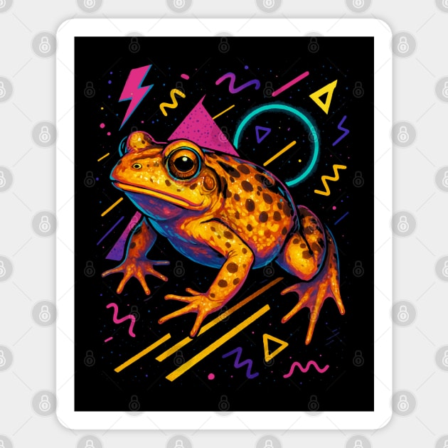 Retro Neon Couchs Spadefoot Toad - Glowing Vaporwave Amphibian Artwork Magnet by Reptiq's Store